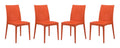LeisureMod Modern Indoor/Outdoor Home Decorative Furniture Weave Mace Dining Chair (Armless), Set of 4 - Orange