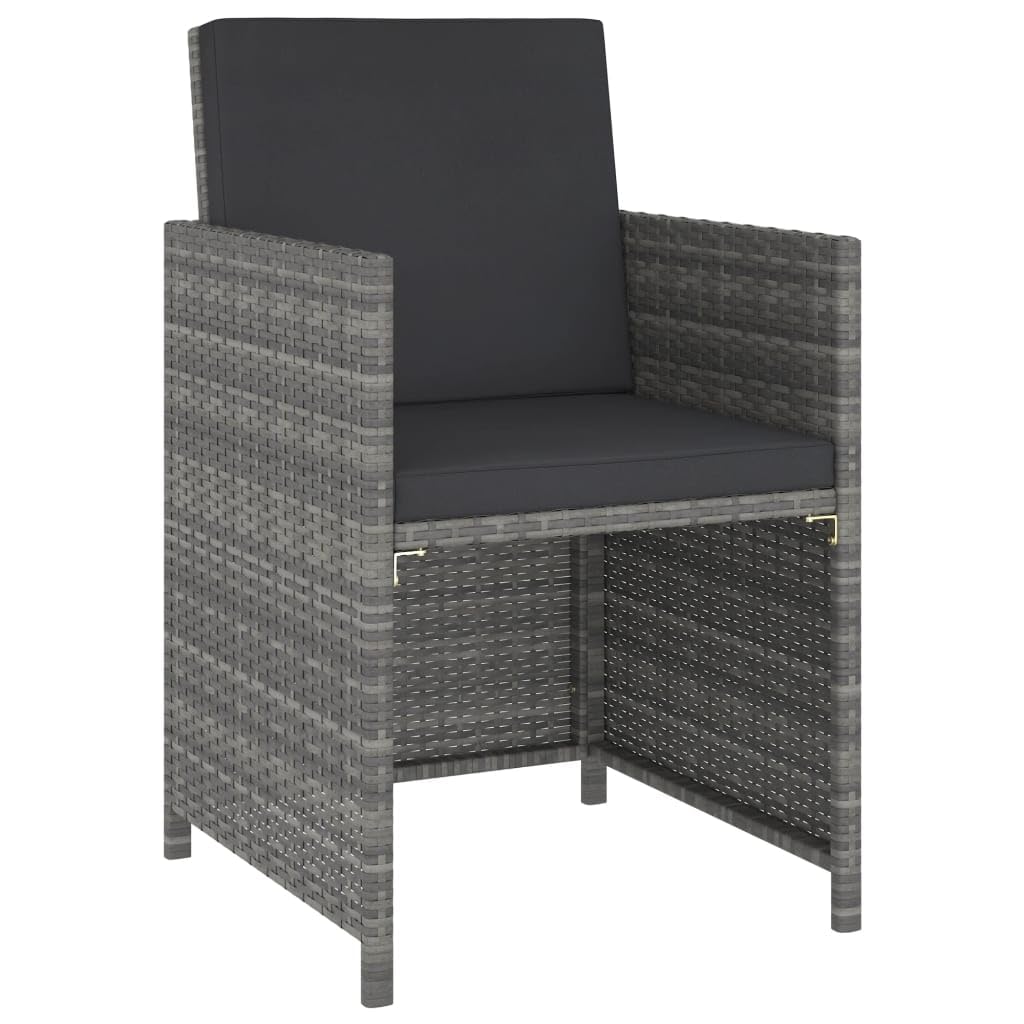 6 Piece Outdoor Dining Set with Cushions Poly Rattan Gray