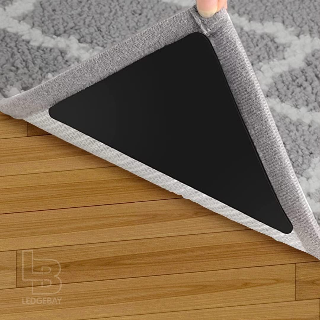 Ledgebay Rug Pad Grippers For Area Rugs - Multi Pack Reusable, No Skid, Washable, Anti-Slip, Rug Pad Gripper For Hardwood Floors