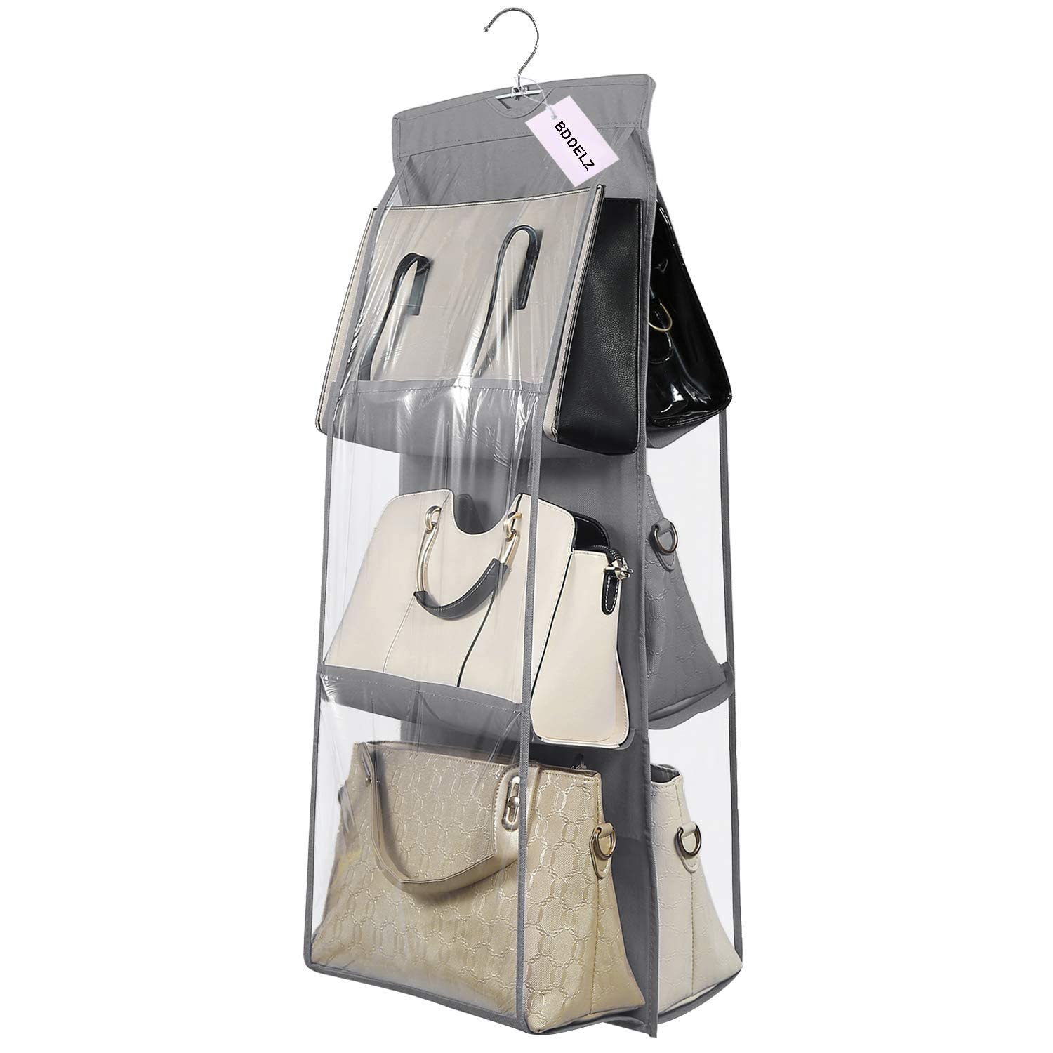 Bddelz 6 Pocket Pvc Storage Bag Organizer Hanging Bags Closet Organizer Wardrobe Rack Hangers Holder For Fashion Handbag Purse P