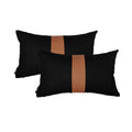 Vfuty Set Of 2 Black Decorative Throw Pillow Cover 12X20 Lumbar Accent Cushion Covers Farmhouse Rustic Pillow Case Modern Leathe