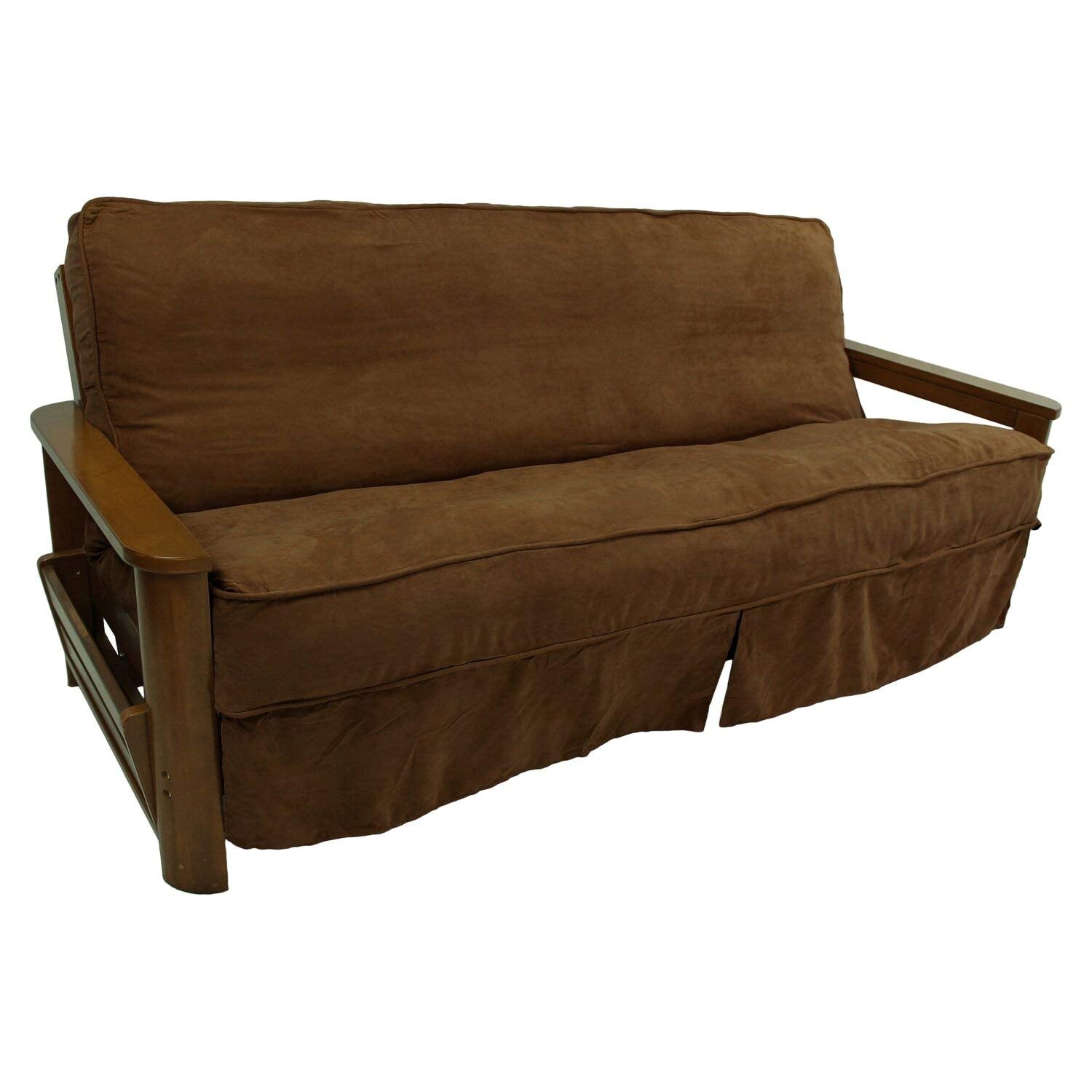 Blazing Needles Solid Microsuede Double Corded 8&quot; to 9&quot; Futon Slipcover, Full, Saddle Brown