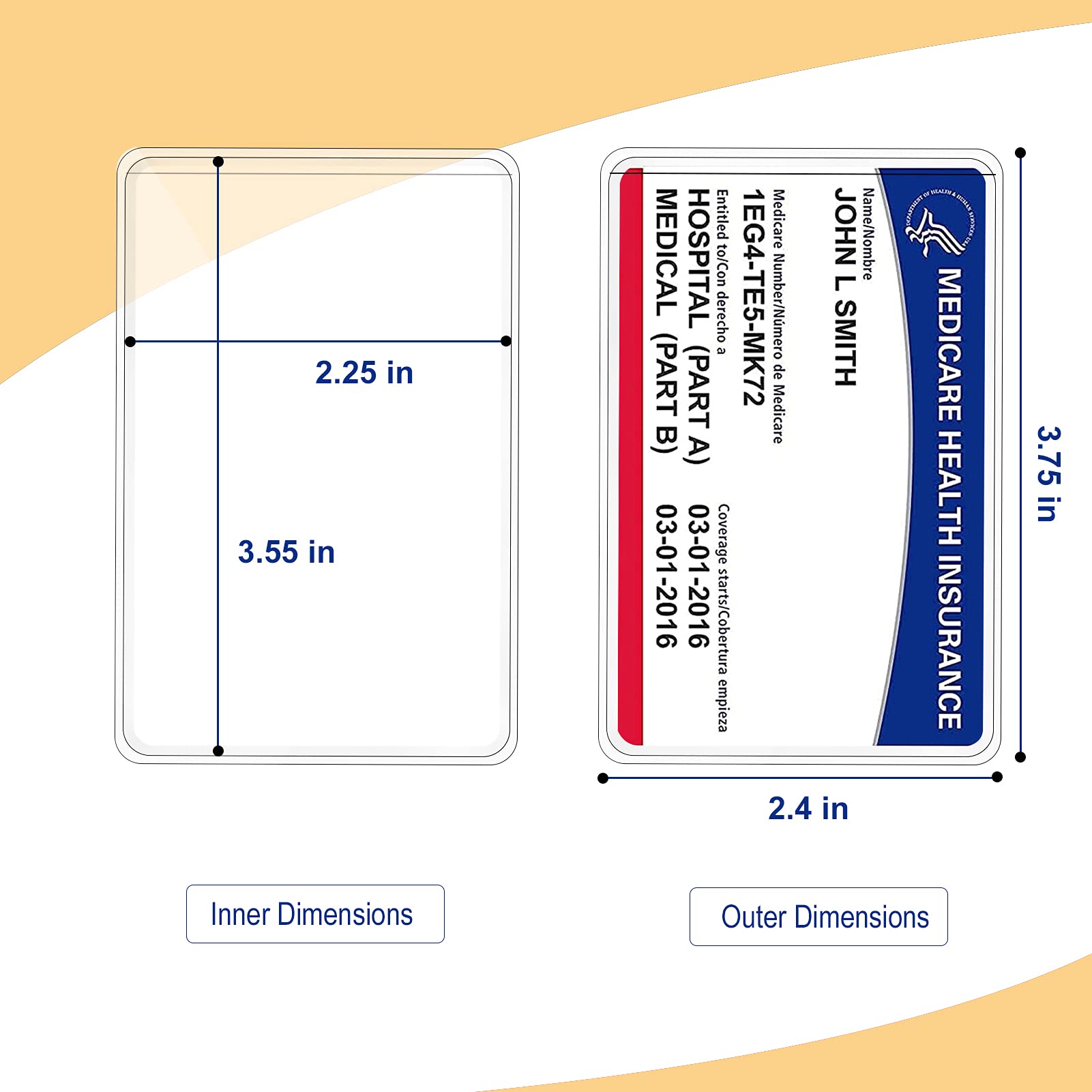 Smellalon Medicare Card Holder Protector Sleeves, 12mil Clear PVC Waterproof, Model 1368zunbamaoyi