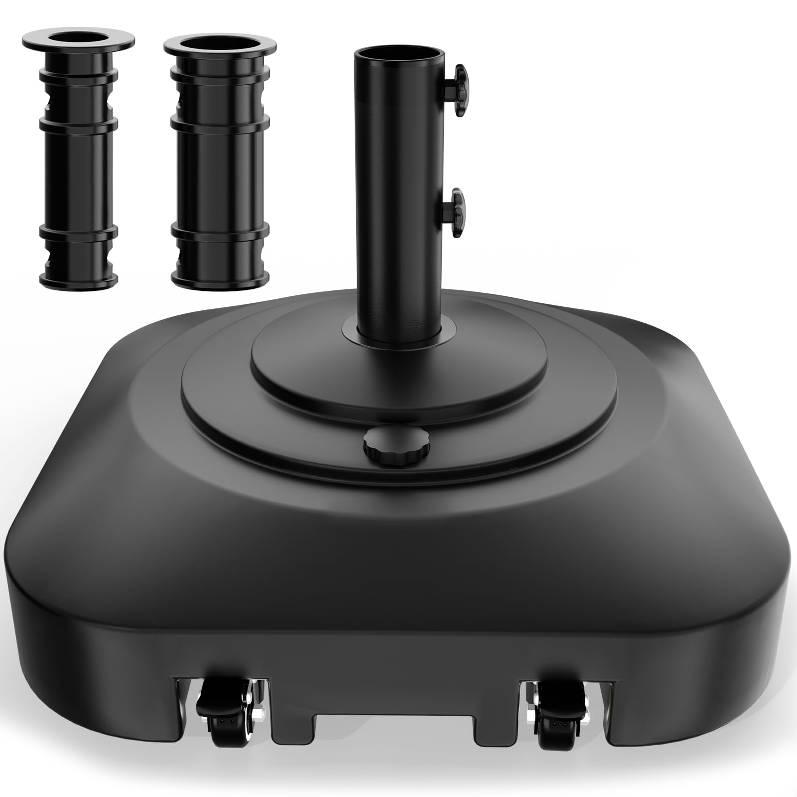 Qzer Umbrella Base With Wheels, Umbrella Base Heavy Duty 100Lb Windproof, Fillable Umbrella Base Mobile Square Umbrella Stand Ou