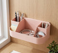 Hebezon Multipurpose Plastic Wall Mounted Organizer Shelf For Study,Office Desk,Storage Rack For Stationery,Mobile Charging Hold