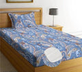 Fitted Cottonsingle Bedsheet (Elastic) With 1 Pillow Cover Single Safari 90 (ShivamSinglesafariA90_Bzr)