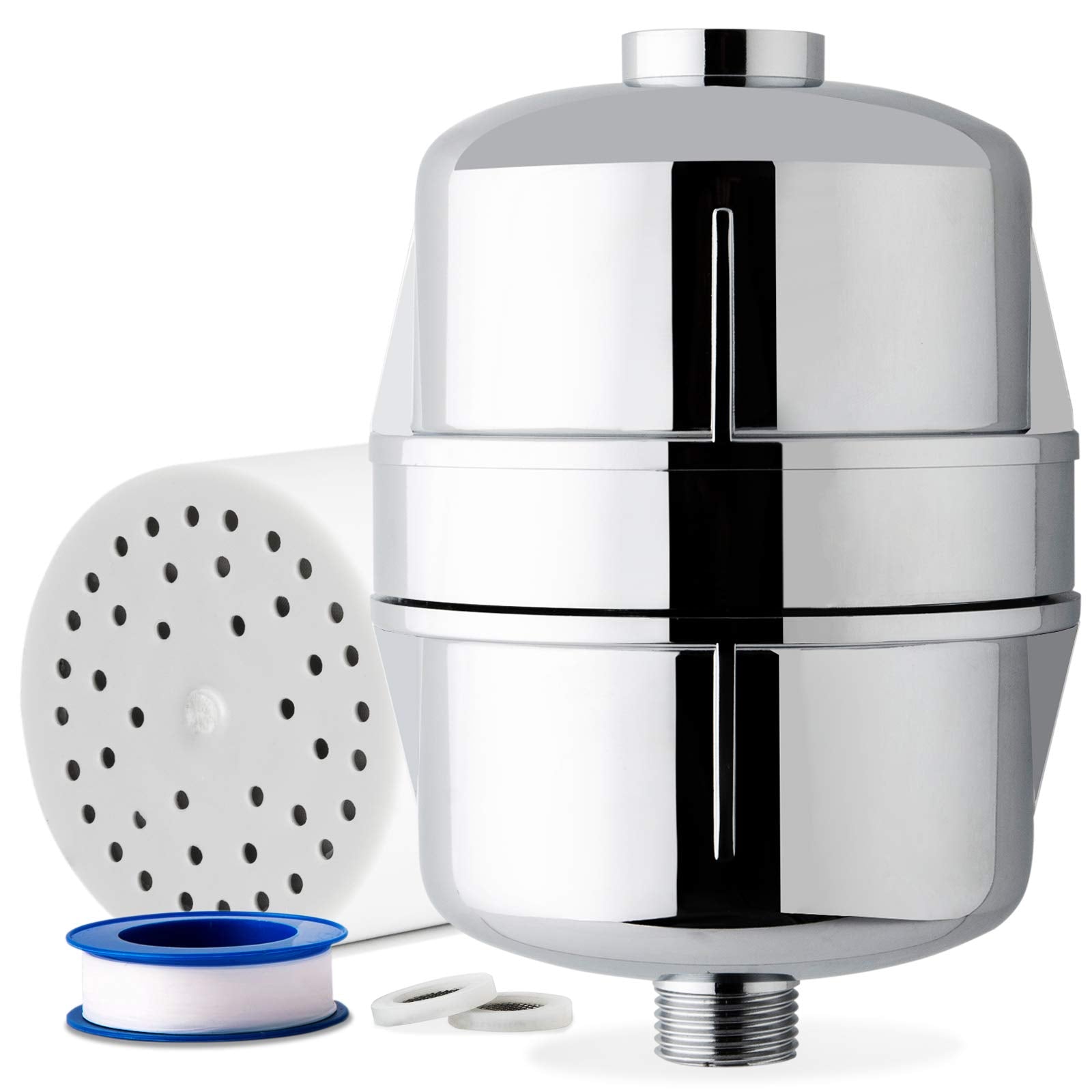 iSpring SF3S 15-Stage High Output Universal Shower Filter with Replaceable Cartridge, Better Skin, Softer Hair, and Stronger Nai