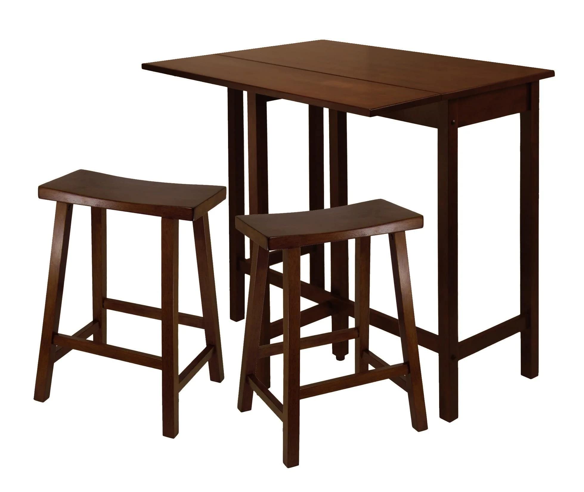 Winsome Lynnwood 3 Piece High Drop Leaf Table With 24 In. Saddle Seat Stool - Thumbnail 4