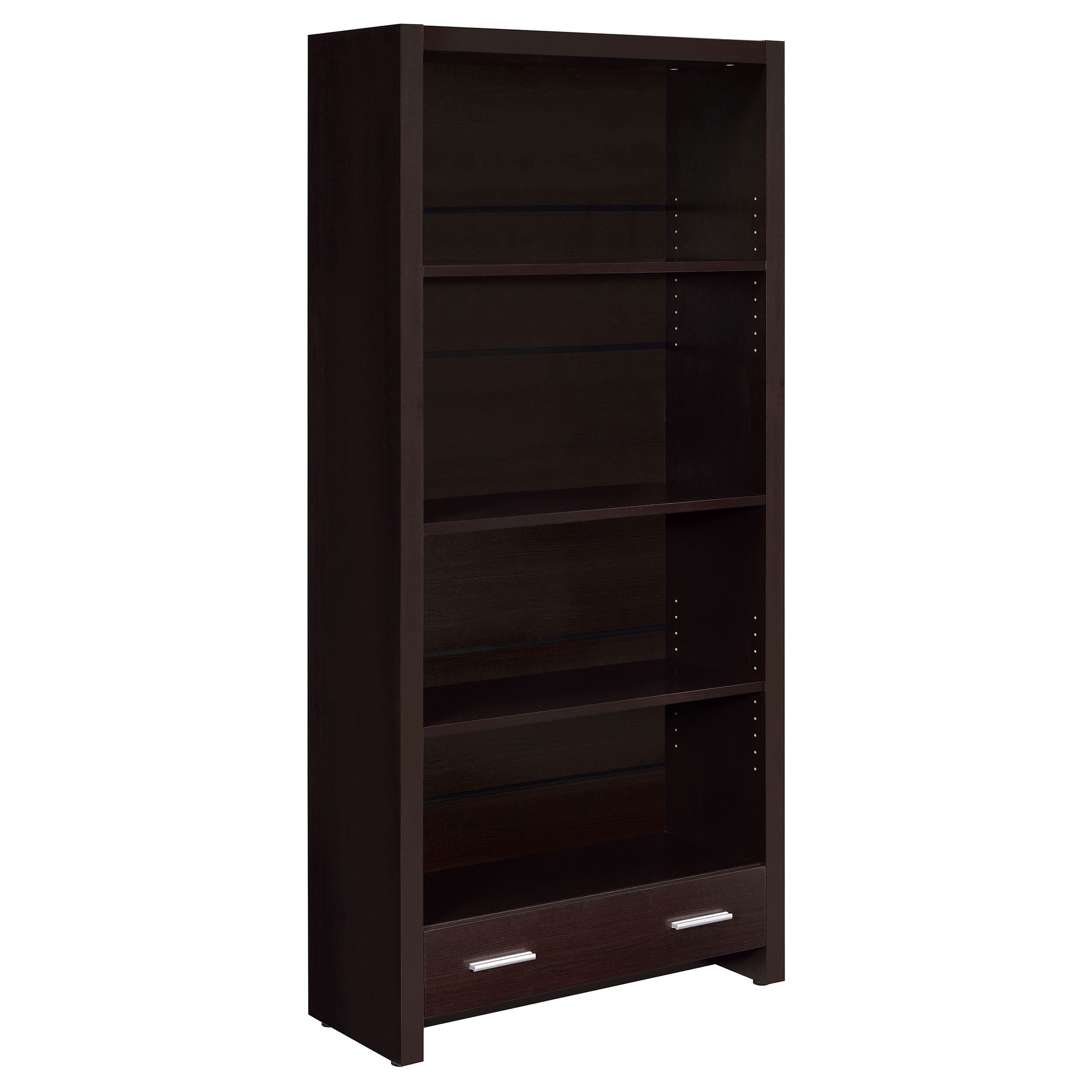 Coaster Home Furnishings 800905 Skylar 4-Shelf Bookcase with Storage Drawer, Cappuccino