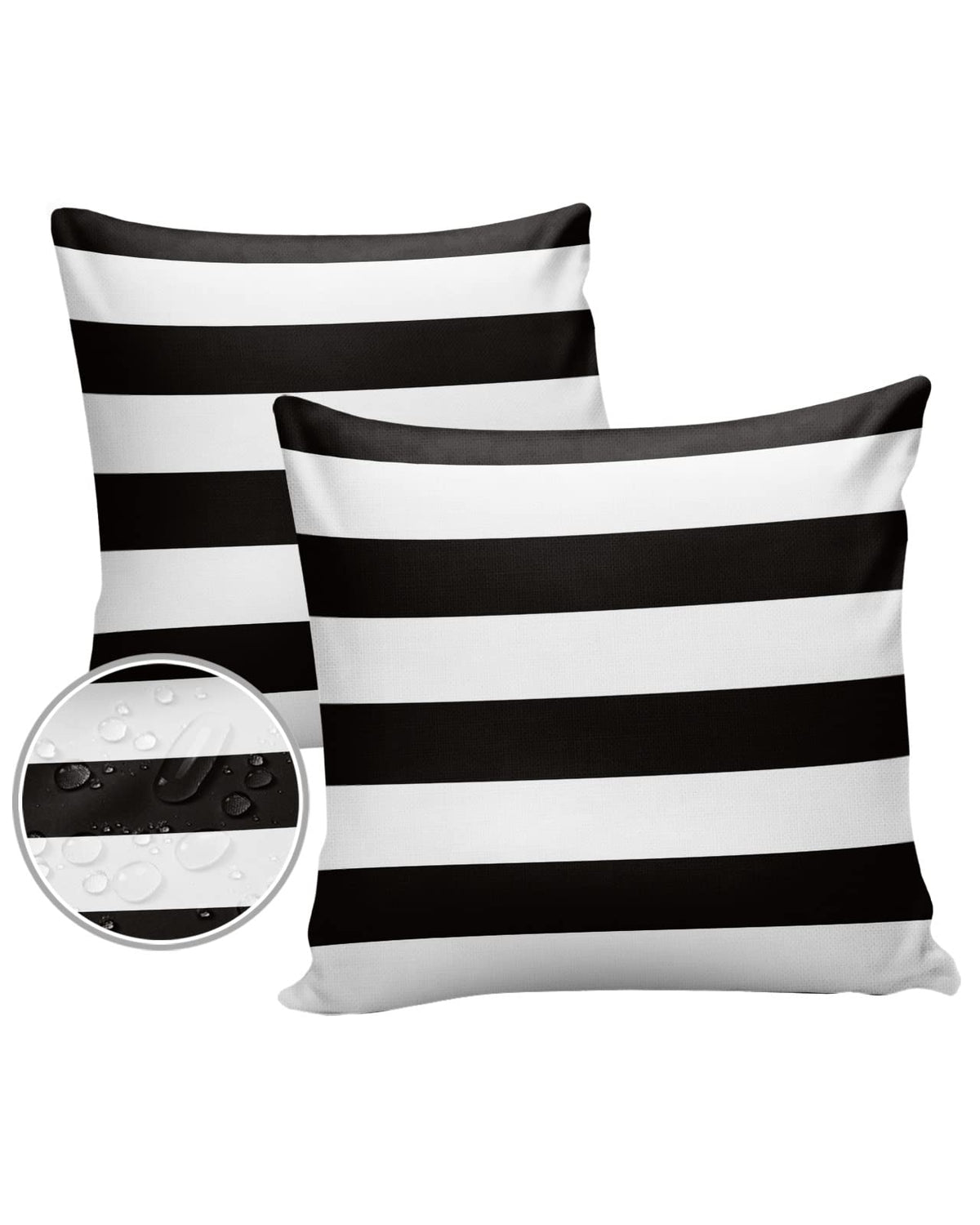 Hilariousm Outdoor Pillows 18X18 Waterproof Outdoor Pillow Covers, Black White Stripes Polyester Throw Pillow Covers Garden Cush