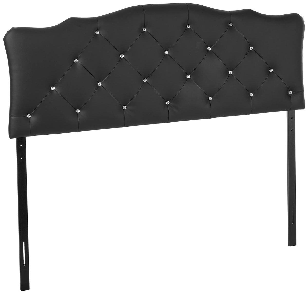 Baxton Studio Rita Modern and Contemporary Queen Size Black Faux Leather Upholstered Button-Tufted Scalloped Headboard