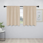 Easy-Going Rod Pocket Blackout Curtains For Bedroom, Room Darkening Window Curtains For Living Room, Thermal Insulated Noise Reduction Solid Window Drapes, 2 Panels(42X36 In, Beige)