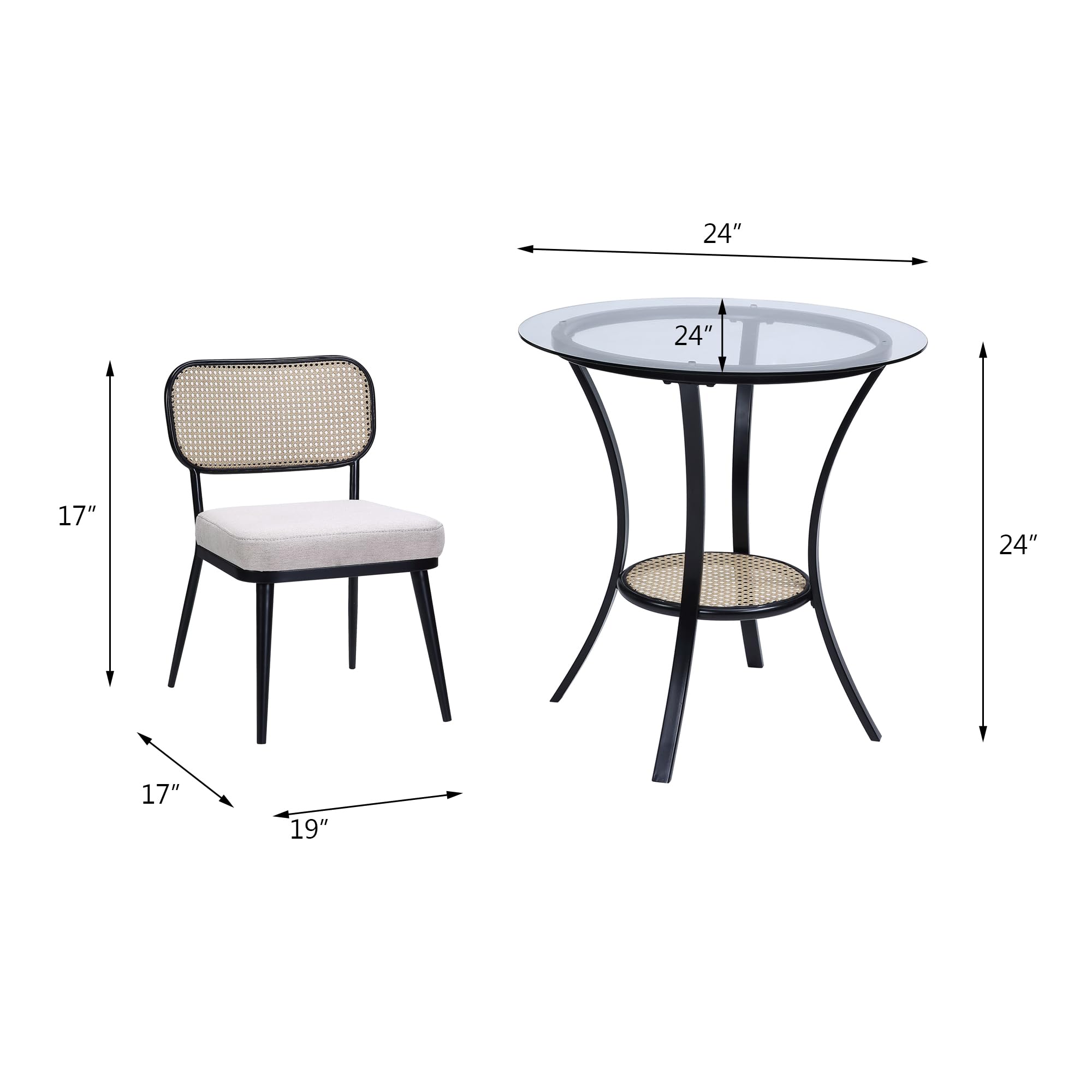 Acme Frydel 3-Piece Wooden Tapered Leg Table and Chairs Set in Black