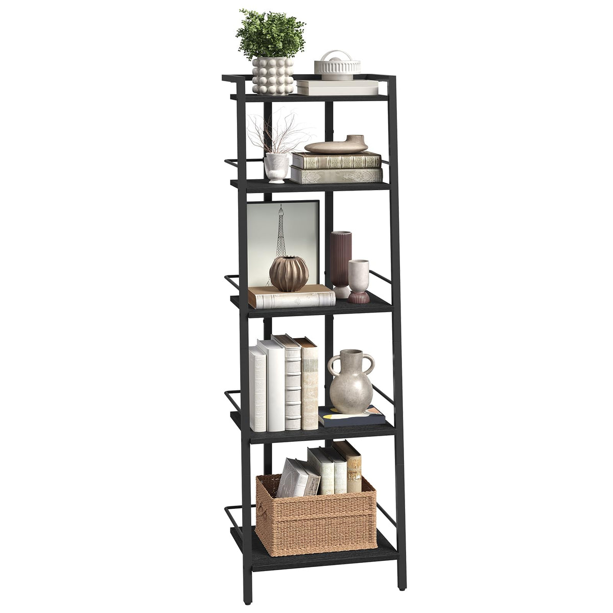 MAHANCRIS 5Tier Book Shelf, Ladder Shelf, Bookcase, Ladder Shelving Unit