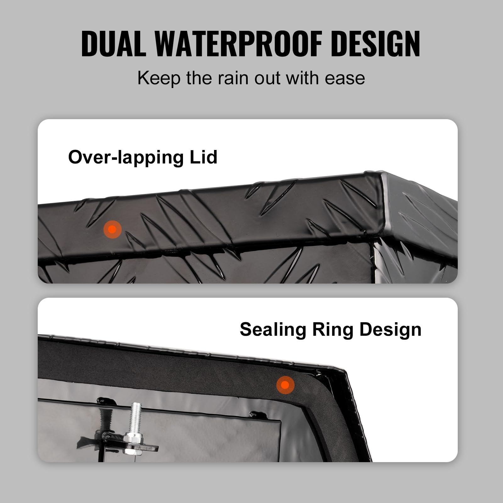 Vevor Trailer Tongue Box, Aluminum Alloy Diamond Plate Tongue Box Tool Chest, Heavy Duty Trailer Box Storage With Lock And Keys,