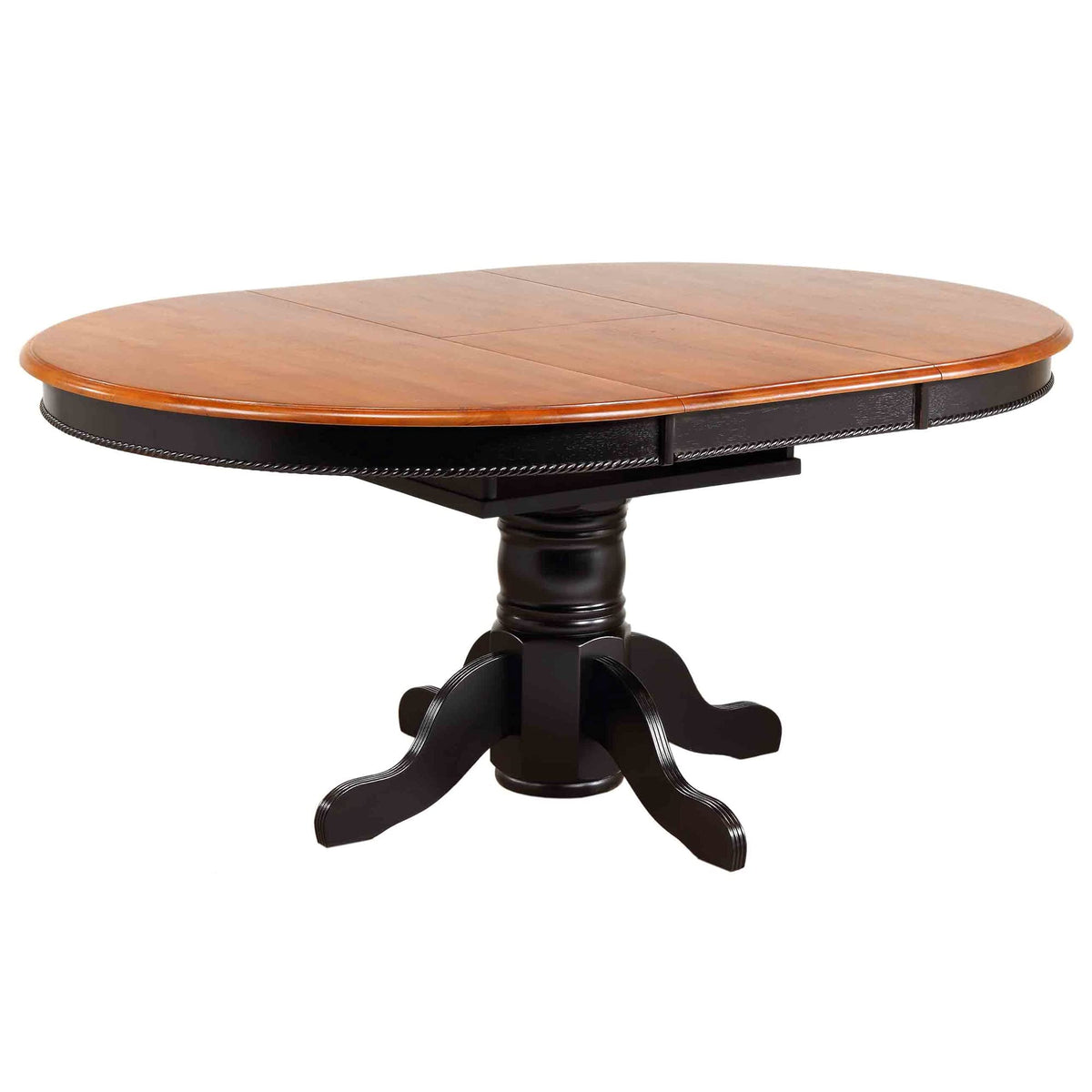 Sunset Trading Pedestal Table With Cherry Finish Butterfly Top, Antique Black