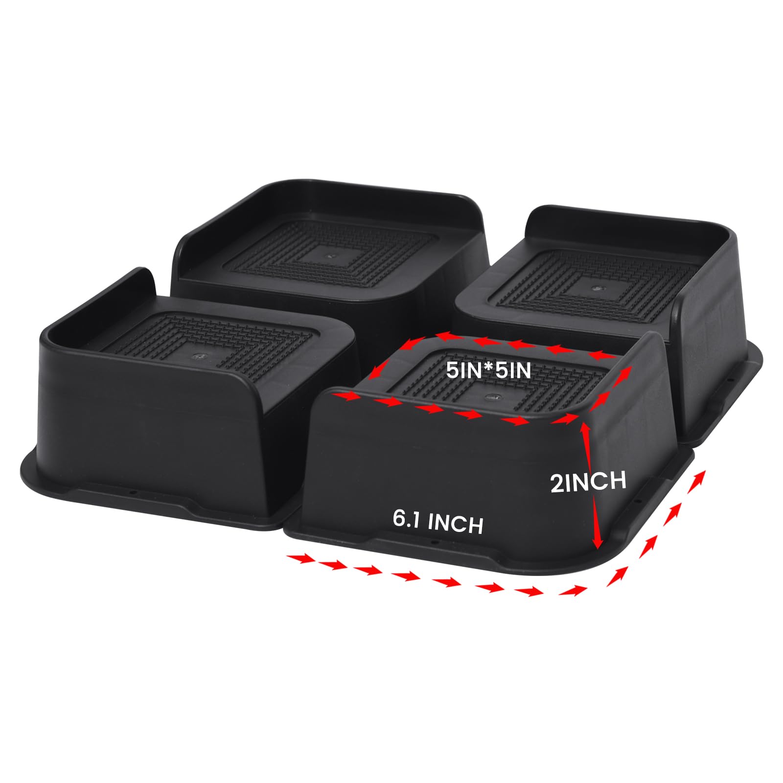 Mymulike Bed Risers 2 Inch Oversized Furniture Risers, Support Up To 6000 Lbs, Lift 2 Inch For Couch, Sofa, Table,Chair (Black 4