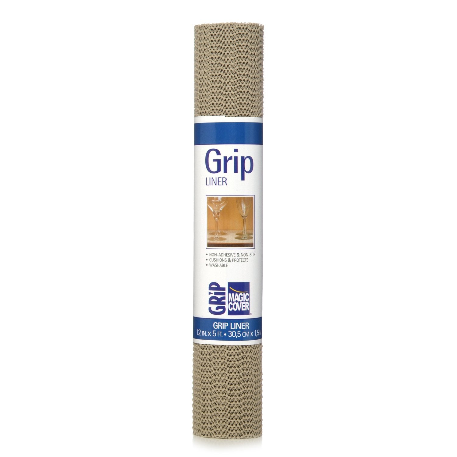 Magic Cover Grip Non-Adhesive Counter Top, Drawer and Shelf Liner, 12 inches by 5 feet, Taupe