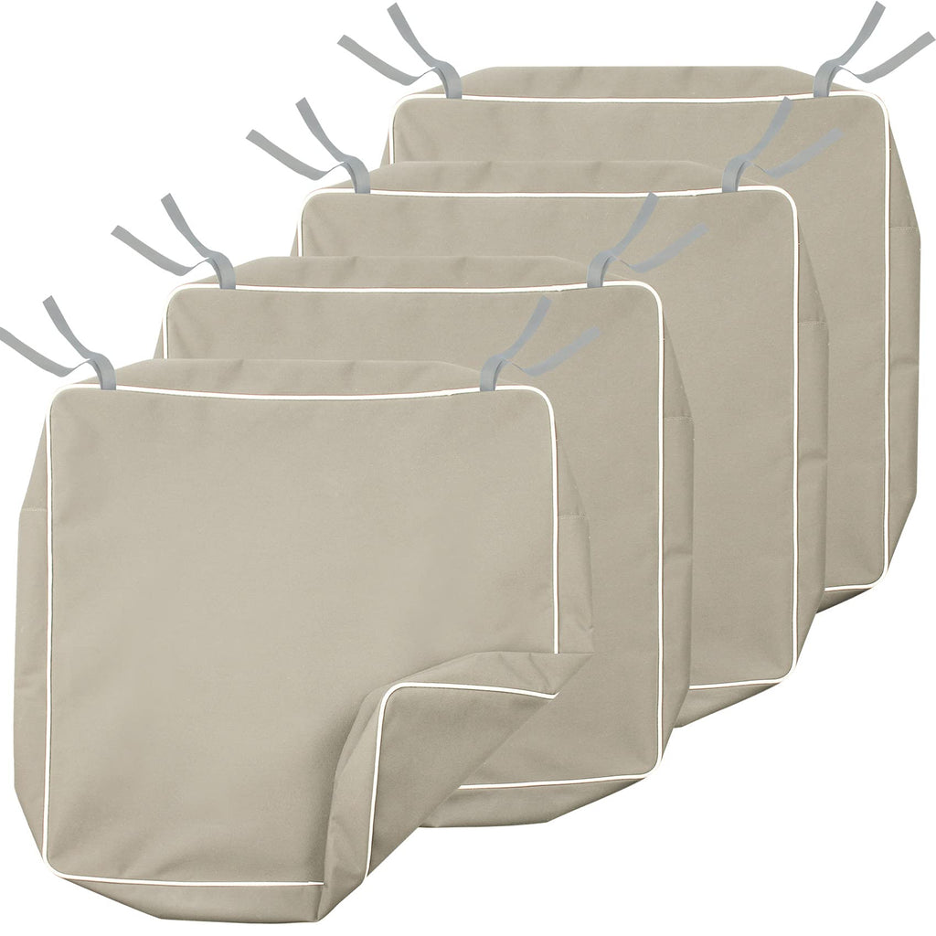 Porch Shield Outdoor Cushion Slipcovers Patio Chair Seat Cushion Covers Set 4 Waterproof Fade Resistant 23 X 23 X 4 Inch, Beige