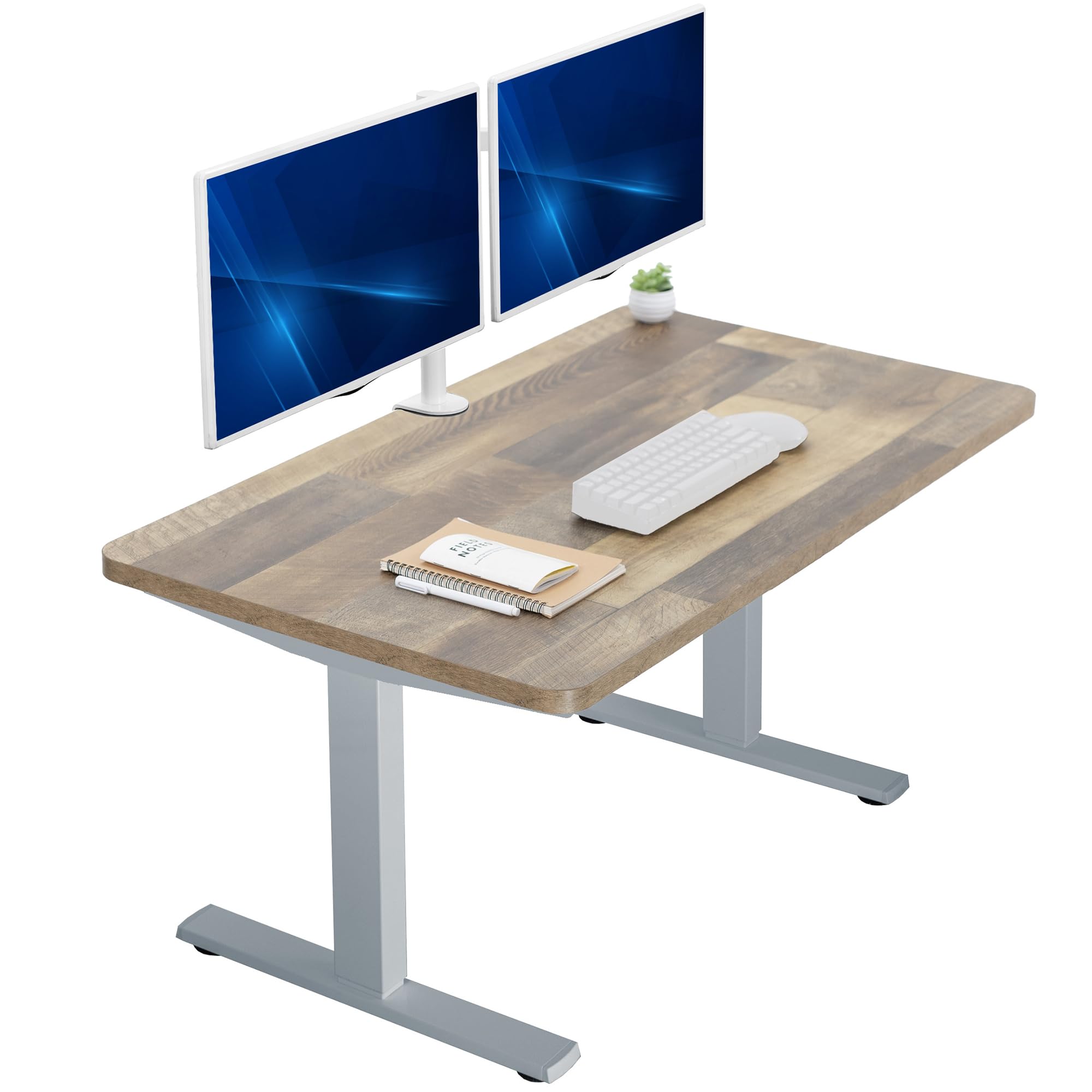 VIVO Electric 43 x 24 in Standing Desk, Memory Height Adjustment, 1B Series, Holds 220 lbs, One-Piece Reclaimed Wood Top, Gray F