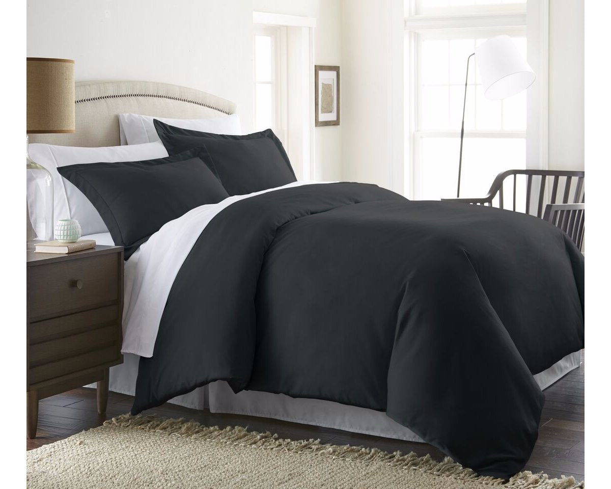 Ienjoy Home Collection Soft Brushed Microfiber Duvet Cover Set, King, Black