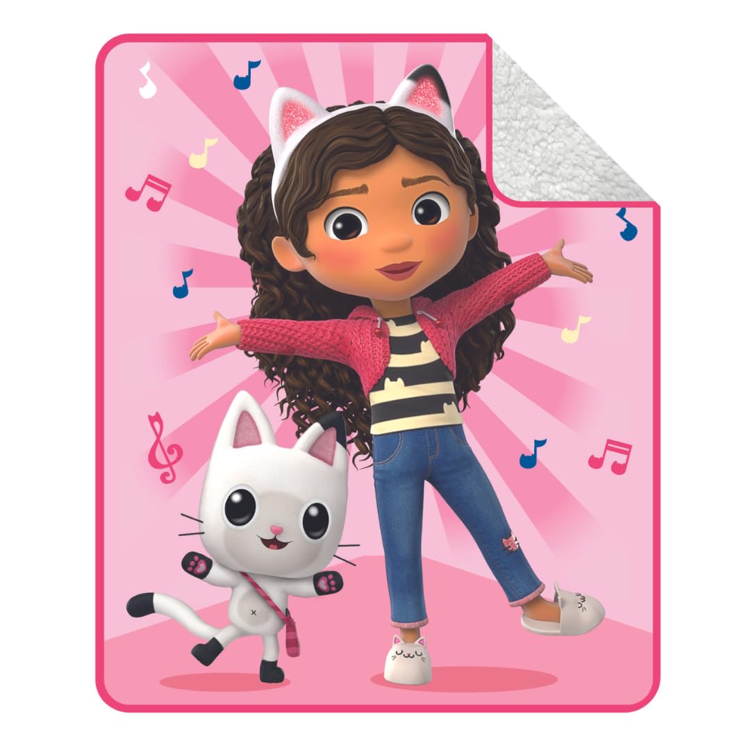 Franco Dreamworks Gabby'S Dollhouse Kids Bedding Soft Plush Sherpa Blanket Throw, 50 In X 60 In, (Officially Licensed Product)