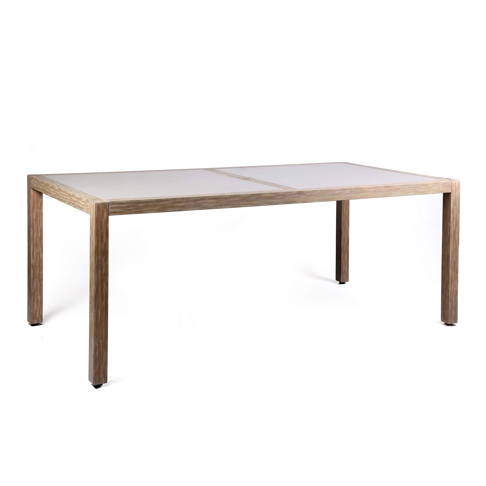 Armen Living SiennaOutdoor Eucalyptus Dining Table with Grey Teak Finish and Concrete Top