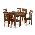 East West Furniture MLCA7-MAH-W 7 Piece Dining Table Set Consist of a Rectangle Dinner Table with Butterfly Leaf and 6 Dining Room Chairs, 36x54 Inch, Mahogany