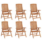 vidaXL 6X Solid Teak Wood Reclining Patio Chairs Garden Outdoor Balcony Backyard Terrace Lounge Dinner Dining Seating Home Furniture
