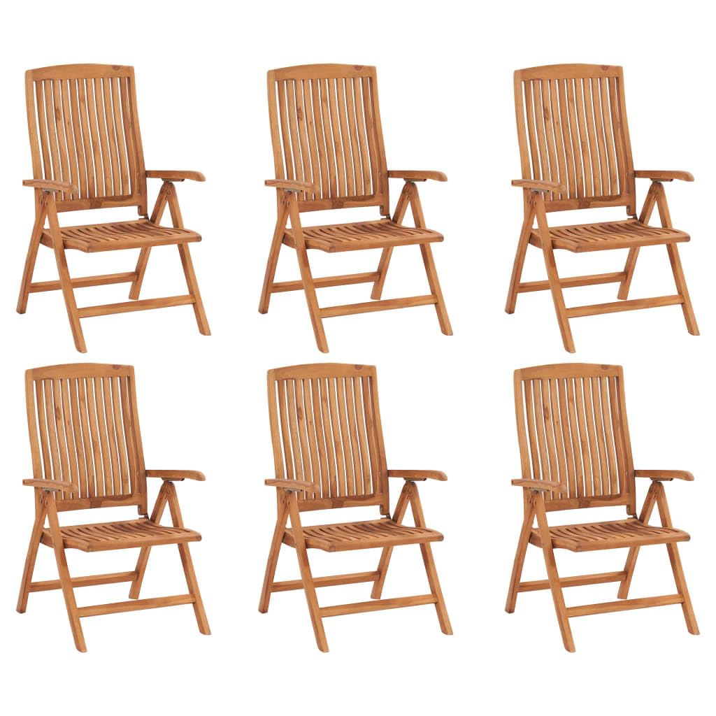 vidaXL 6X Solid Teak Wood Reclining Patio Chairs Garden Outdoor Balcony Backyard Terrace Lounge Dinner Dining Seating Home Furniture