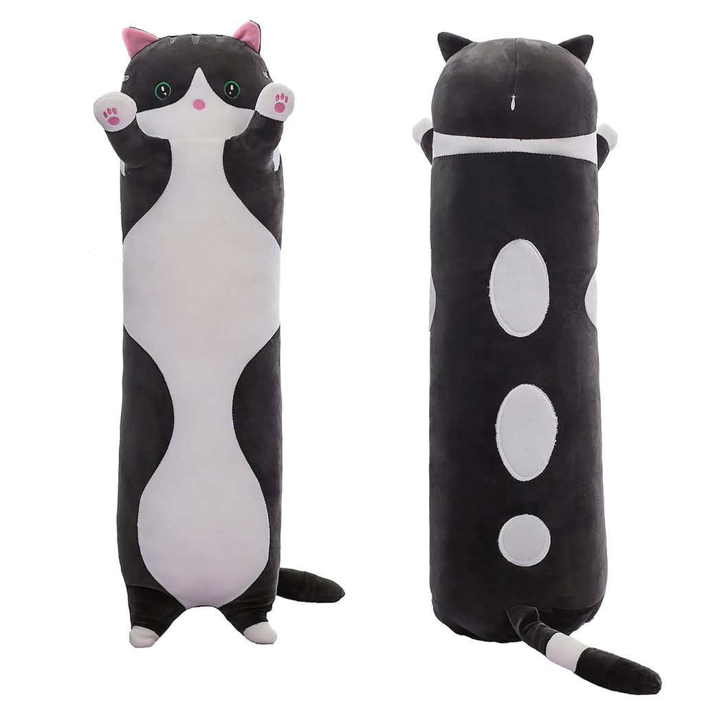 SHINUOER Long Cat Plush Pillow Cat Body Pillow,Black Cat Stuffed Animals Soft Plushies Kawaii Stuffed Kitten Plush Toy for Kids 