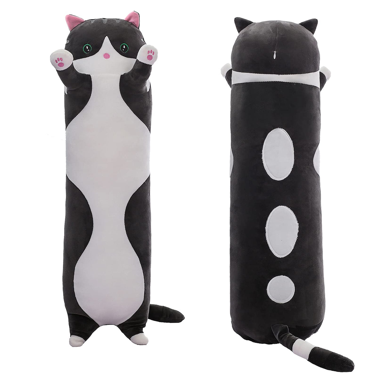 Shinuoer Long Cat Plush Pillow Cute Cat Body Pillow,Black Cat Stuffed Animal Soft Plushies Kawaii Stuffed Kitten Plush Toy Gift
