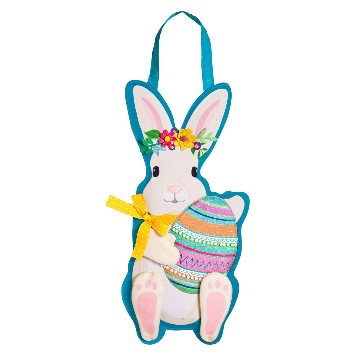Evergreen Flag Beautiful Springtime Easter Bunny Durable Door Decor - 13 X 23 Inches Fade And Weather Resistant Outdoor Decorati