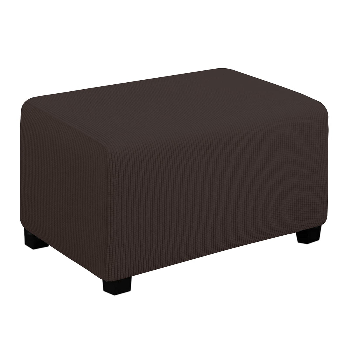 Easy-Going Stretch Ottoman Cover Folding Storage Stool Furniture Protector Soft Rectangle Slipcover With Elastic Bottom(Ottoman Small,Chocolate)
