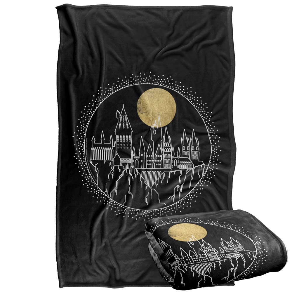 Harry Potter Blanket, 36'X58', Hogwarts Full Moon Line Art, Silky Touch Super Soft Throw Blanket