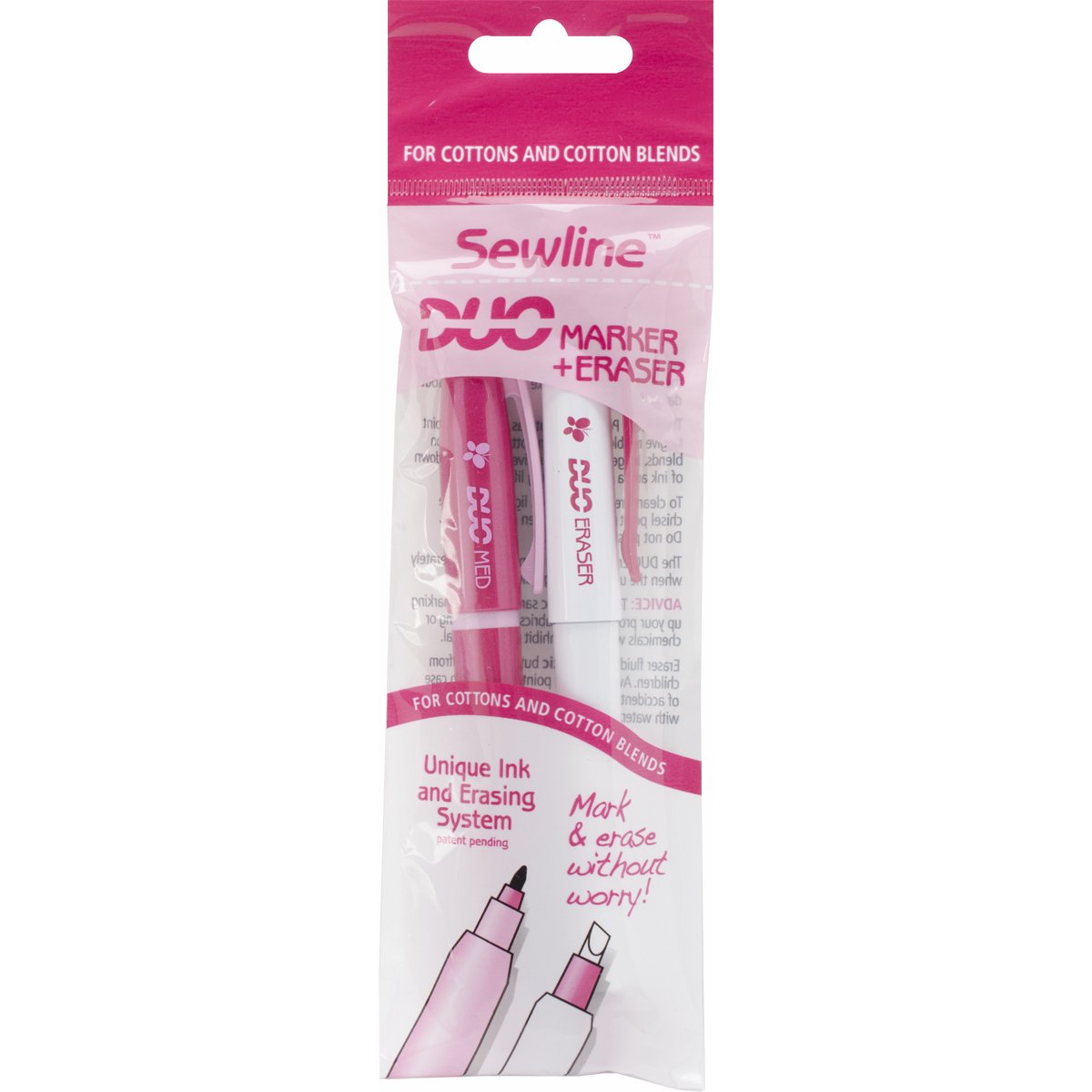 Sewline Duo Marker And Eraser, White