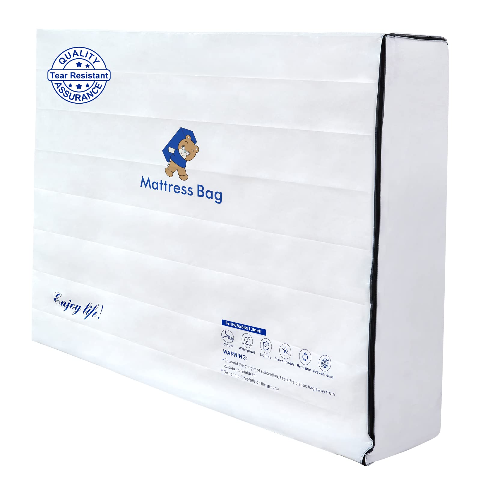 Excibubblebearbb Mattress Bags For Moving And Storage,6 Mil Waterproof Zippered Mattress Bag Full Size, Extra Thick Tear & Punct