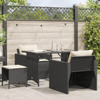 vidaXL 4 Piece Patio Sofa Set - PE Rattan - Outdoor Garden Furniture - Cushions - Modular - Black