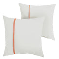 Sorra Home Indoor Outdoor Sunbrella Square Pillows, Set Of 2, 20X20, Canvas Natural Ivory & Canvas Melon Orange