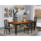 East West Furniture LGNI5-BCH-LC Logan 5 Piece Set Includes a Rectangle Dining Table with Butterfly Leaf and 4 Faux Leather Kitchen Room Chairs, 42x84 Inch, Black & Cherry