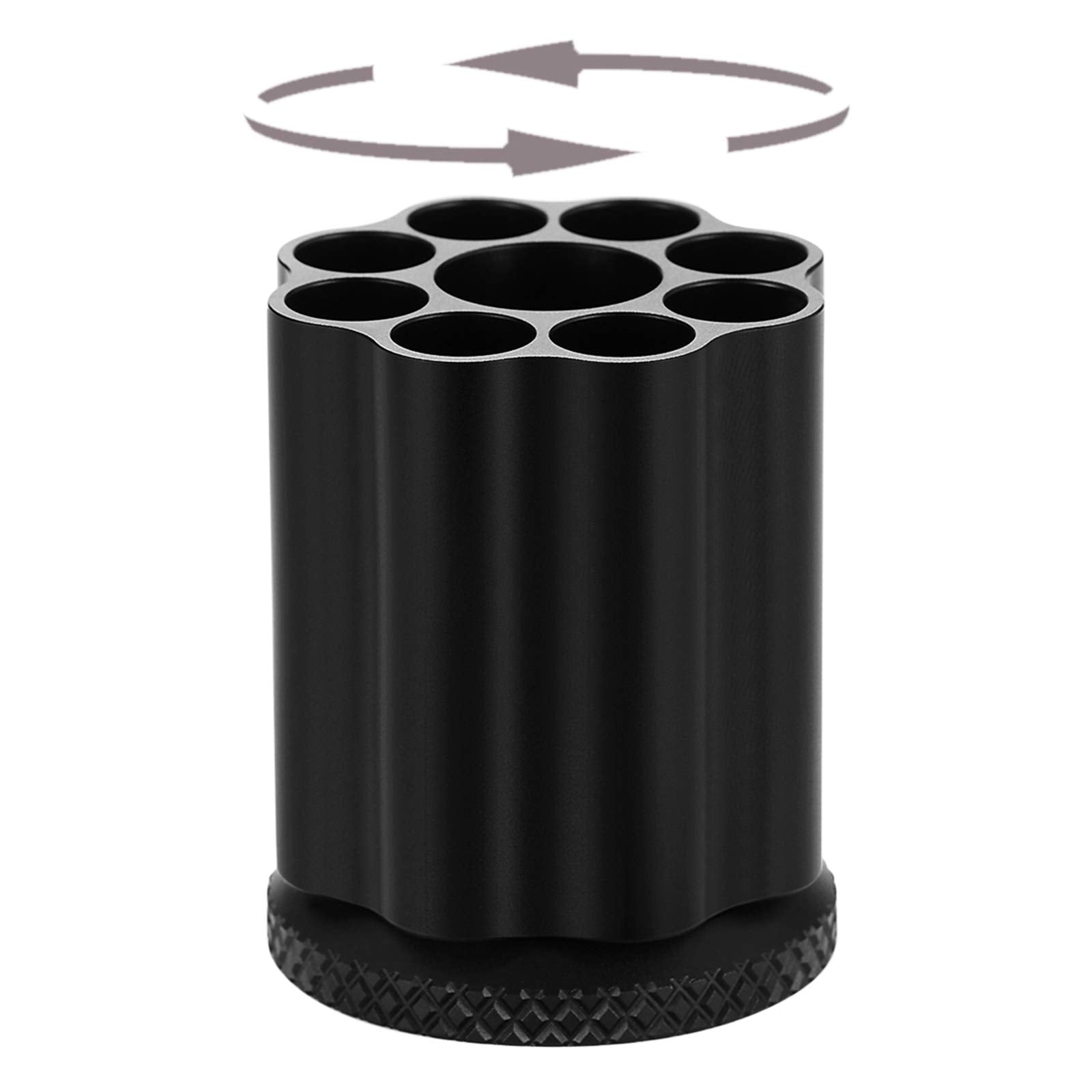 Qian76 Rotating Revolver Pen Holder, Gun Cylinder Pen Holders, Favorite Pencil Holder And Perfect Stationery Supplies (Black)