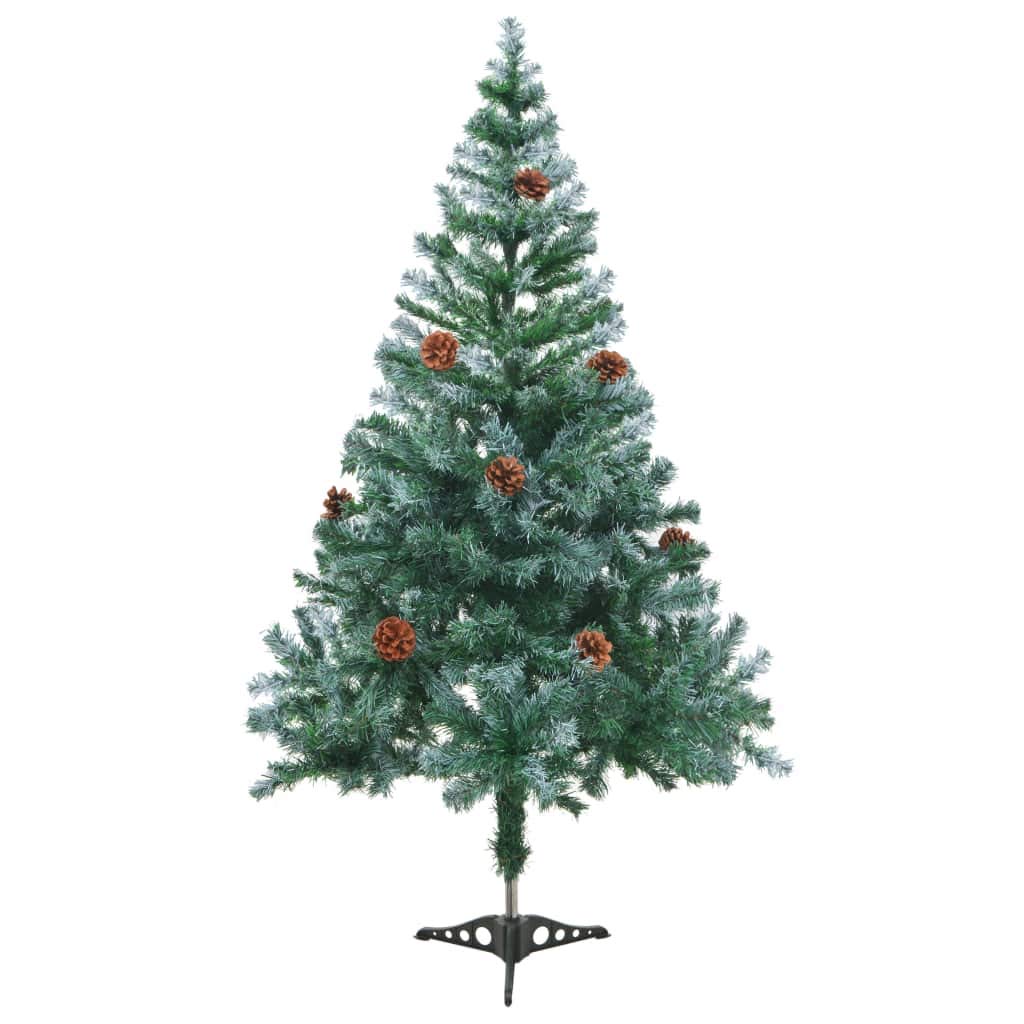 vidaXL - Authentic Looking Frosted Artificial Christmas Tree with Pinecones – Easy to Assemble, Stand Included - Bendable PVC Branches – Space Saving Design – Indoor Use - 5 ft