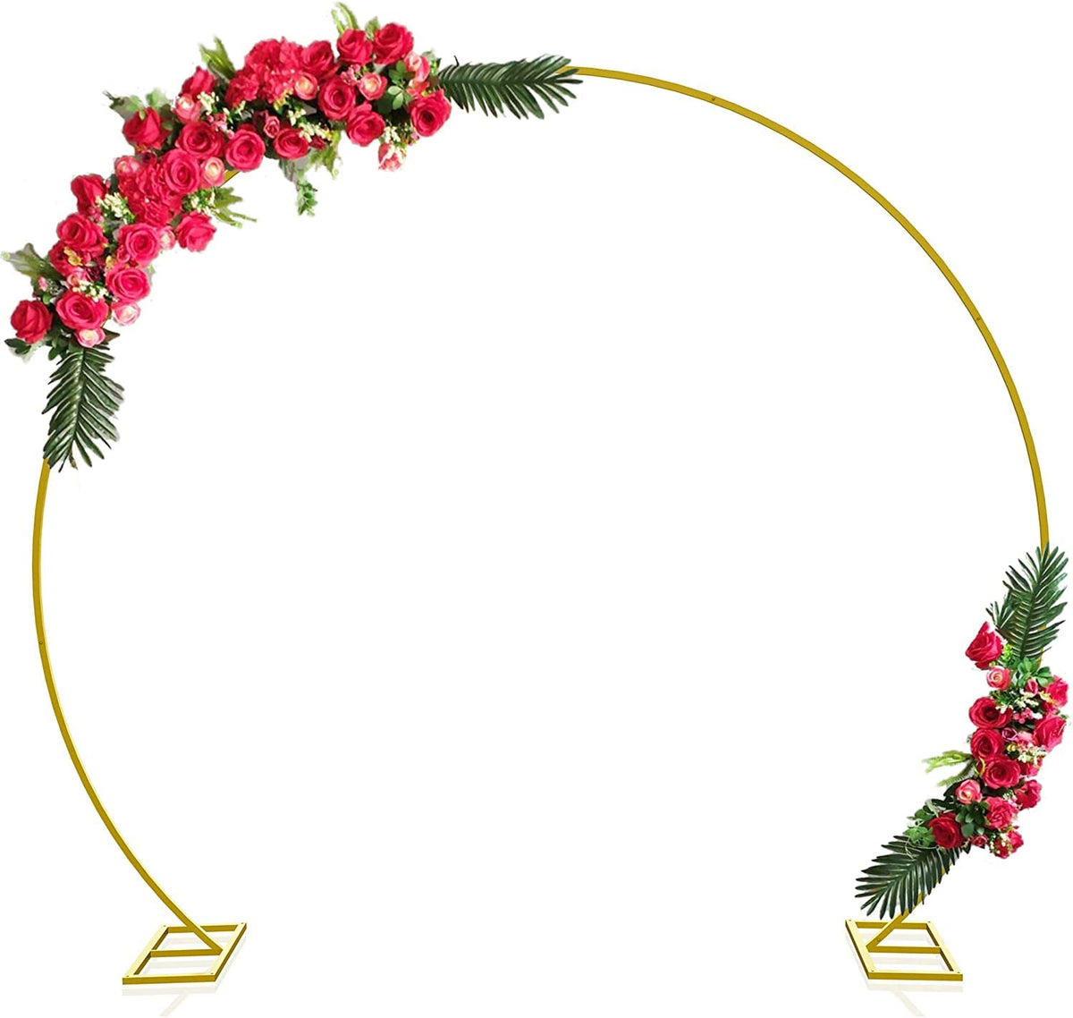 Fomcet 9.2Ft Gold Round Backdrop Stand Metal Circle Wedding Arch Round Balloon Arch Stand With Base For Wedding Ceremony Bridal