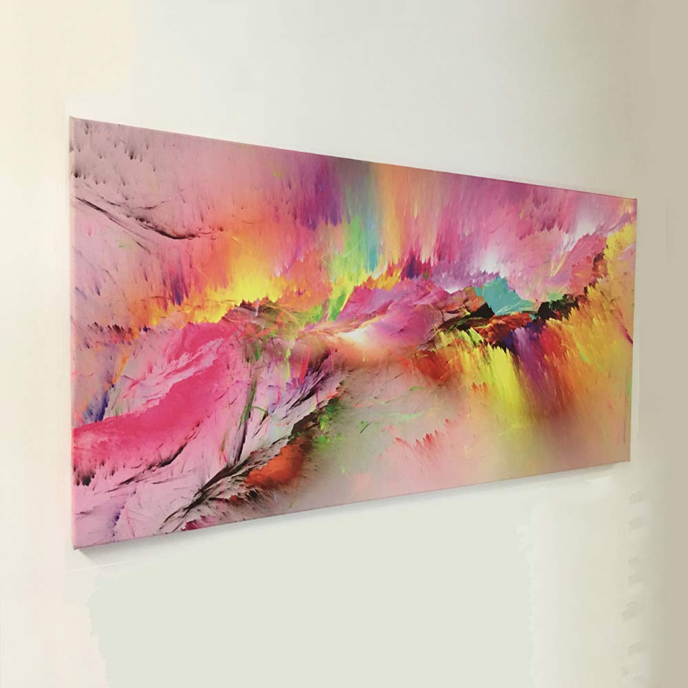 gold mi Pink Aurora Borealis Canvas Print Large Artwork for Living Room Colorful Northern Lights Wall Art Modern Home Decor Abst
