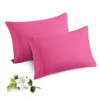 Horbaunal 2 Pack Microfiber Pillowcases King Size Hot Pink Bed Pillow Cases with Envelope Closure, 1800 Thread Count Soft & Shri