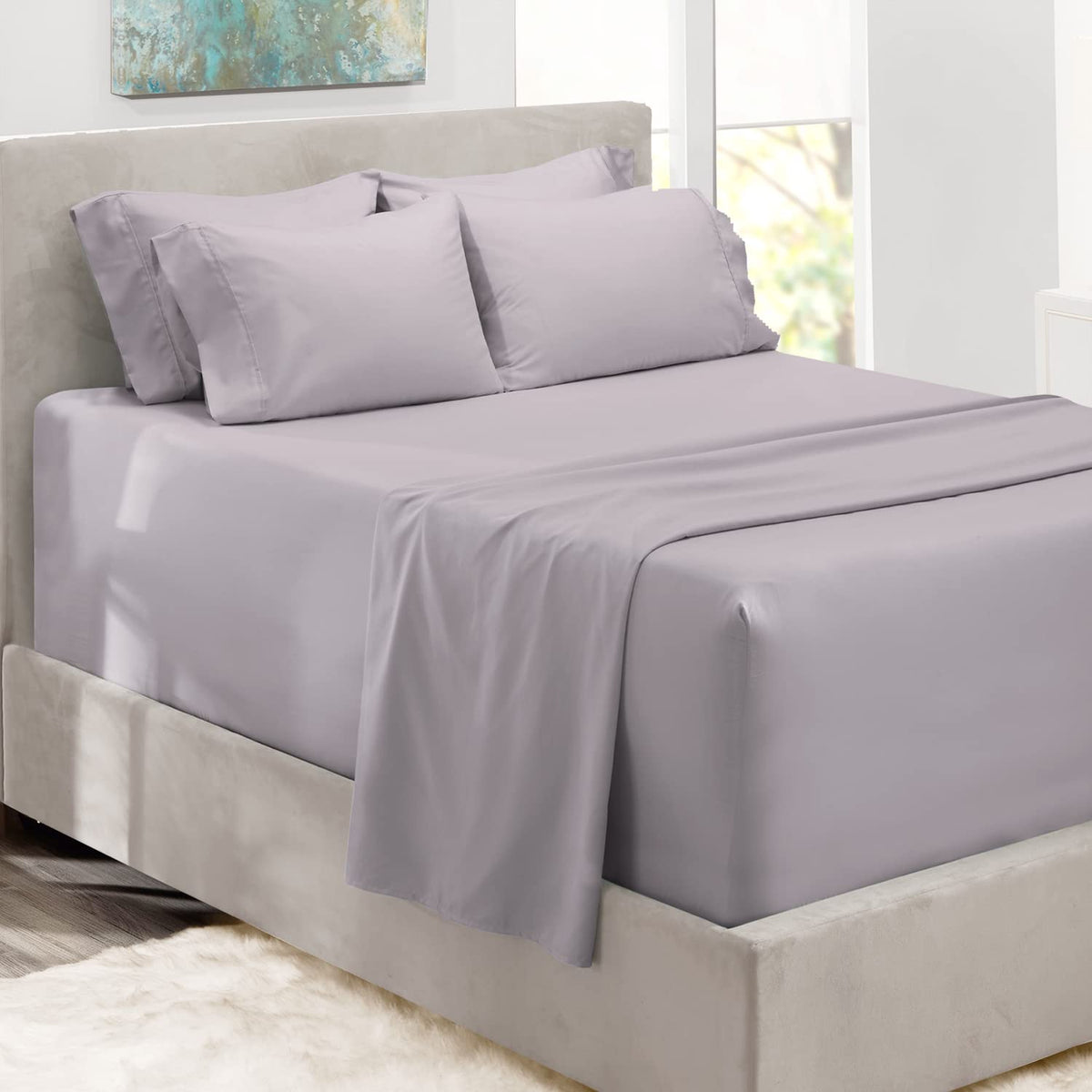 Hearth & Harbor Extra Deep Pocket Sheets  Fits Mattress 1824 Inches Deep  Extra Deep Pocket King Size Sheets Sets  6 Piece K