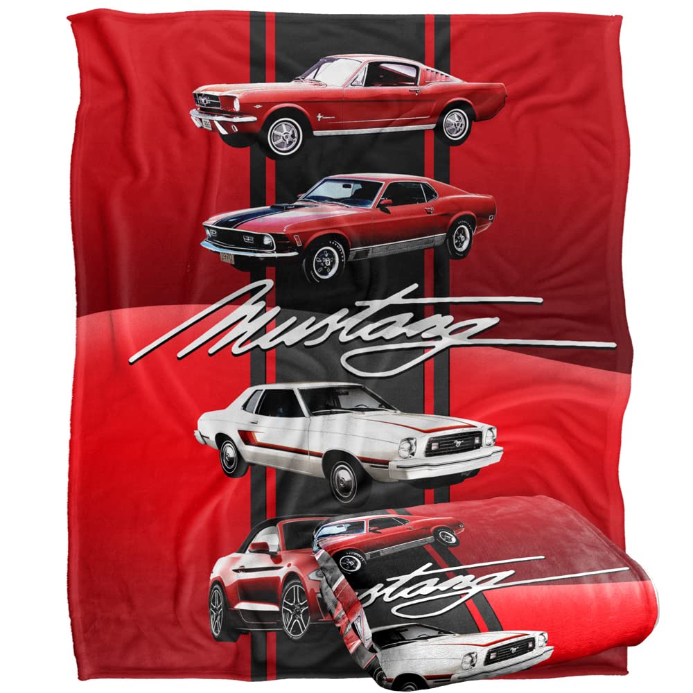 Ford Blanket, 50'X60' Mustang Line Up Silky Touch Super Soft Throw Blanket