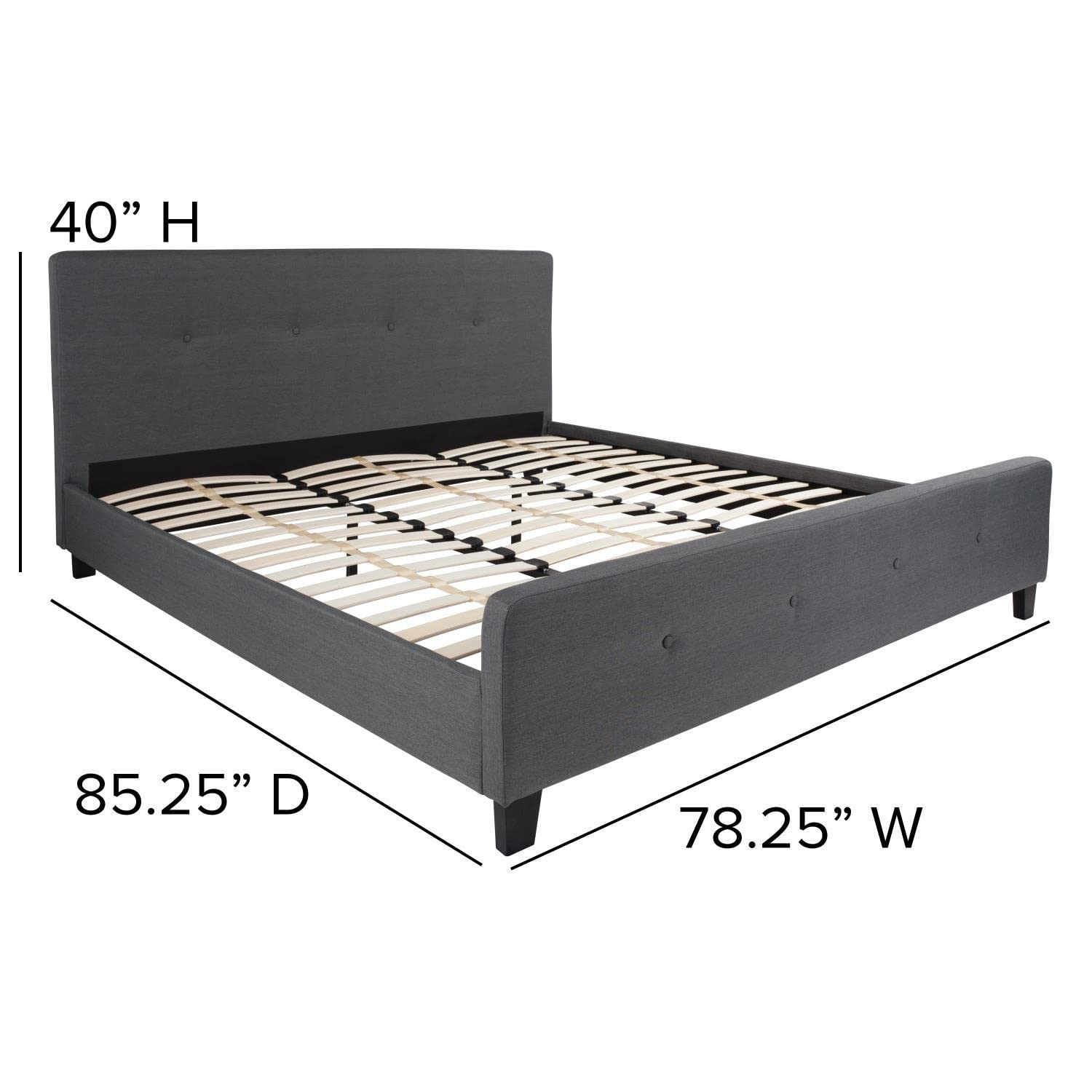 Flash Furniture Tribeca King Size Tufted Upholstered Platform Bed - Thumbnail 2