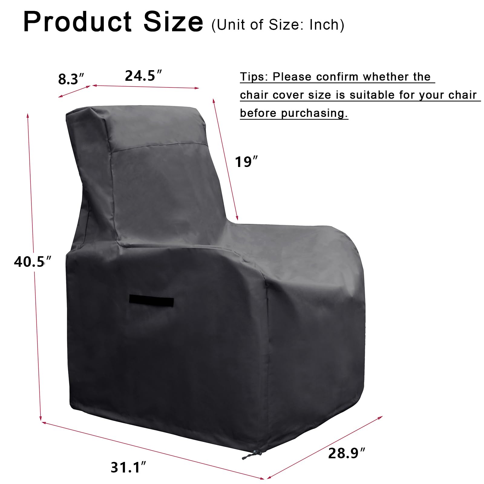 Skypatio Patio Chair Cover Waterproof, Outdoor Furniture Storage Cover For All Weather Protection (Black)