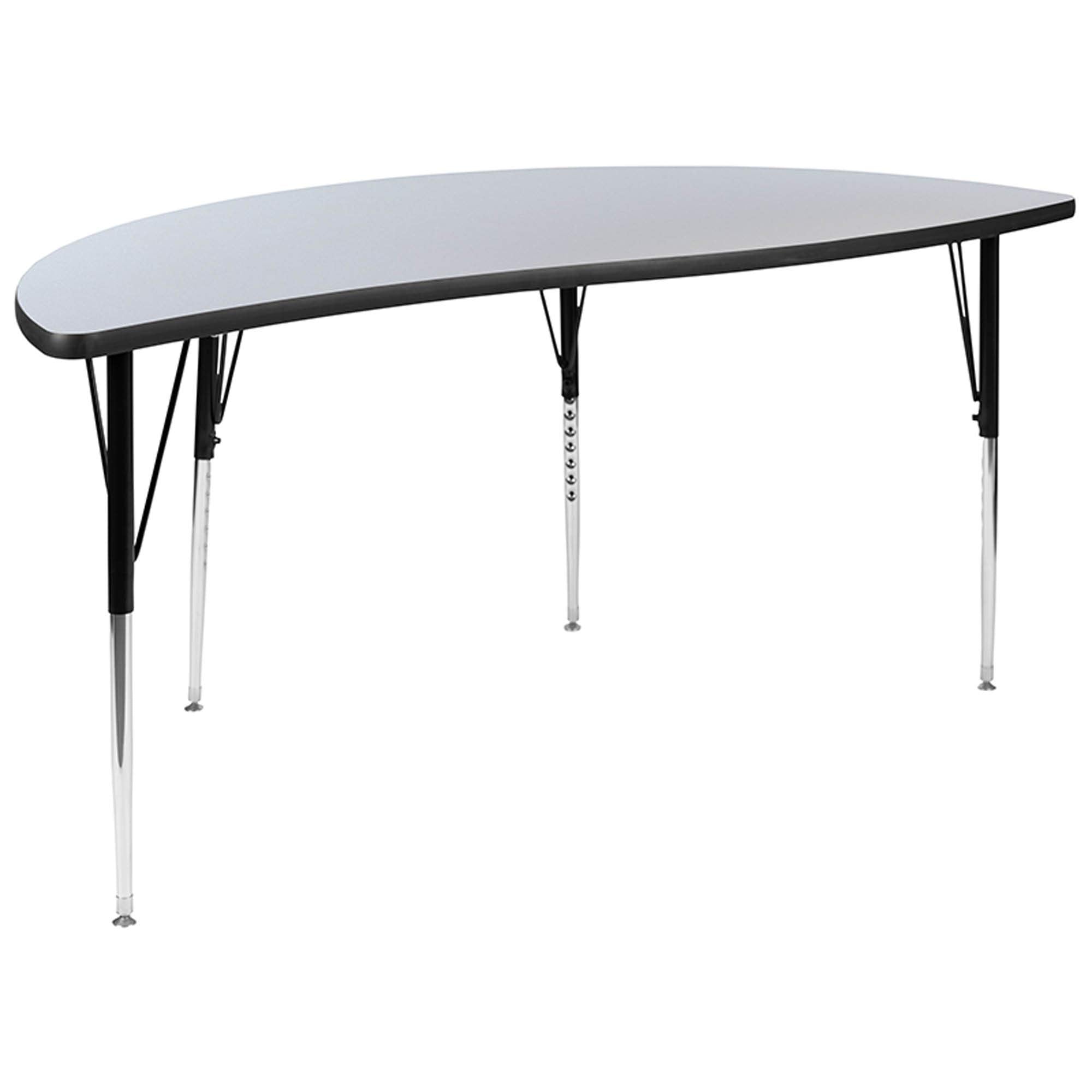 Flash Furniture 60' Half Circle Wave Collaborative Grey Thermal Laminate Activity Table - Standard Height Adjustable Legs